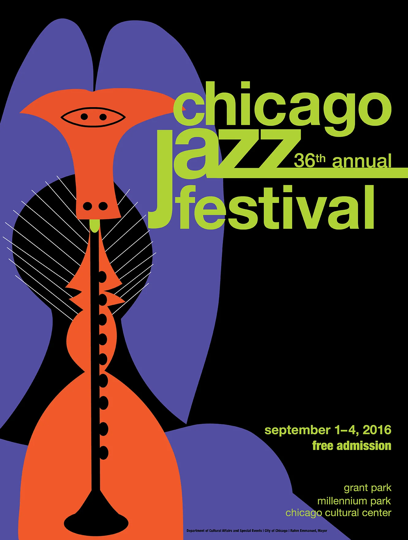  Student project to design a poster for the Chicago Jazz Festival. 