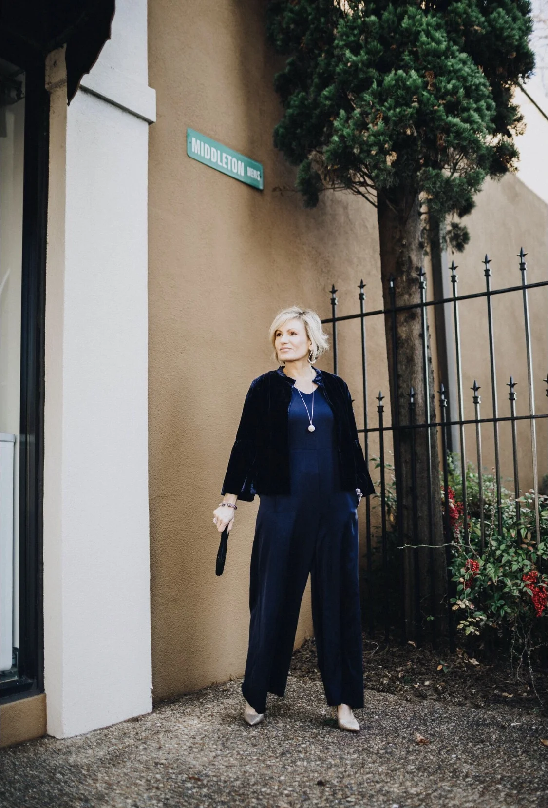 Layering pieces are also fun and give the ability to create more looks. A velvet cropped jacket can also pair well with jeans for a more casual date night look. Shop similar items here.