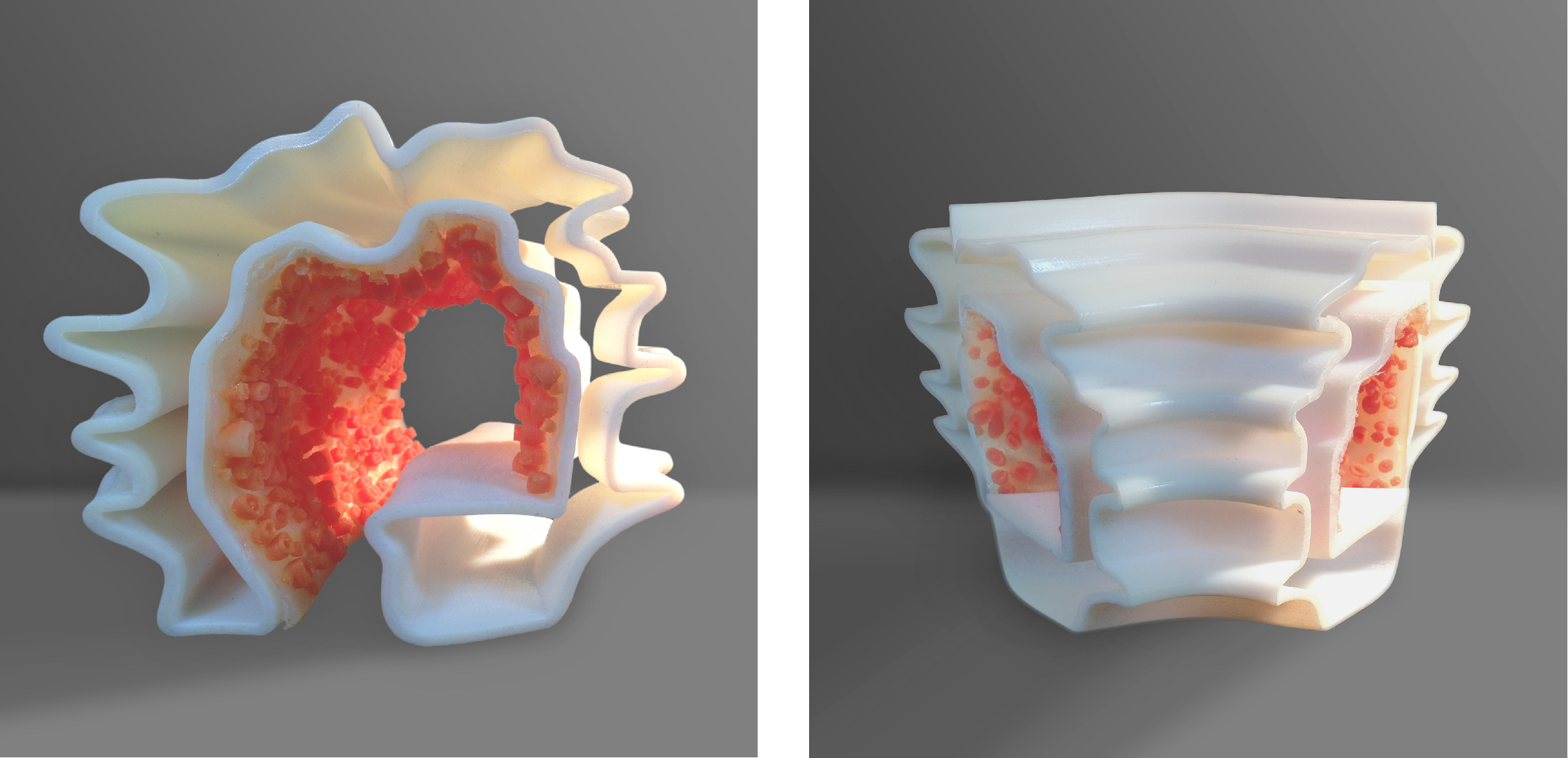 SLA 3D printed model with silicone cast surface