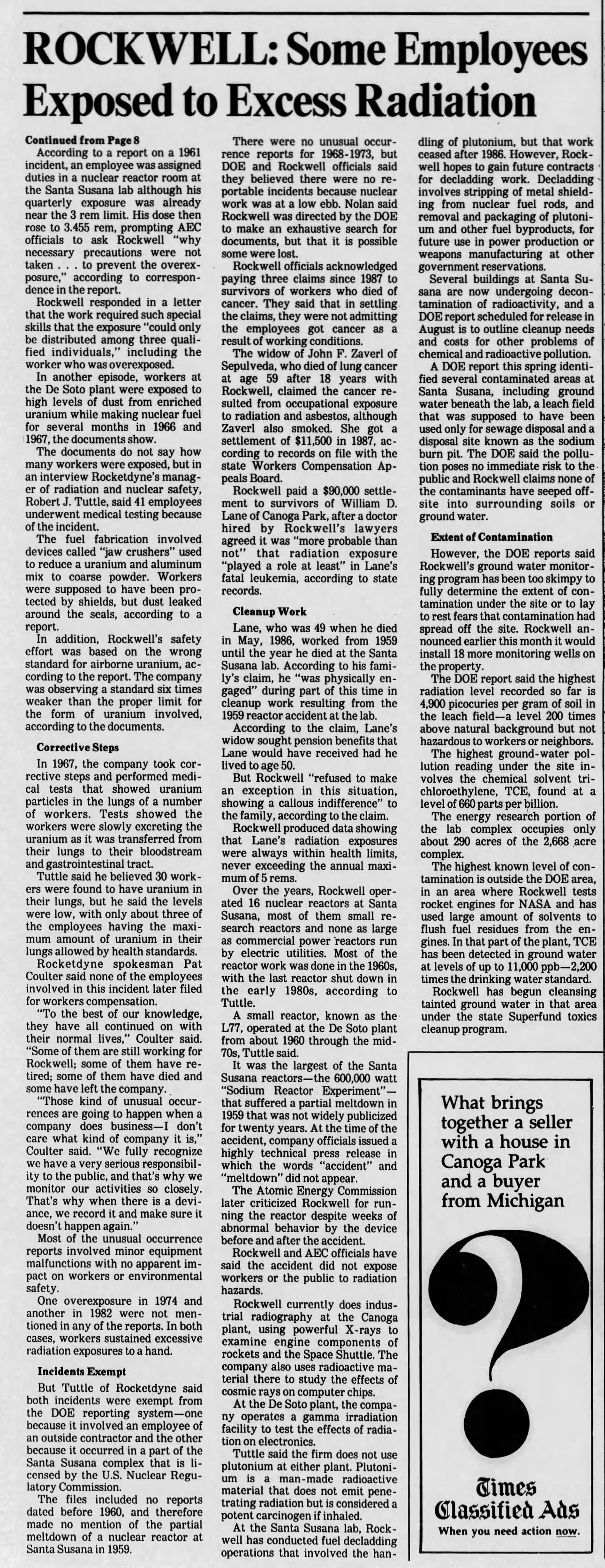 rockwell some employees exposed to excess radiation