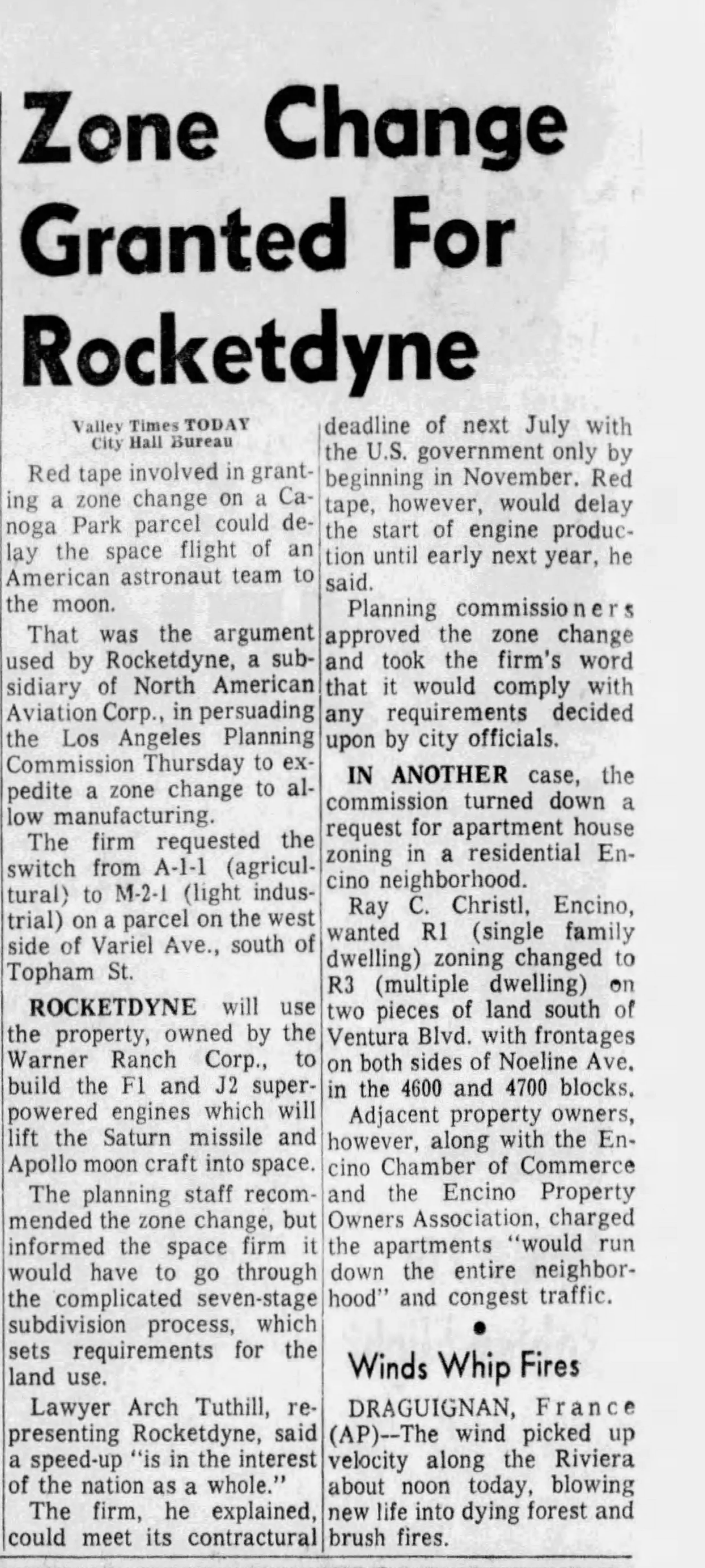 zone change granted for rocketdyne