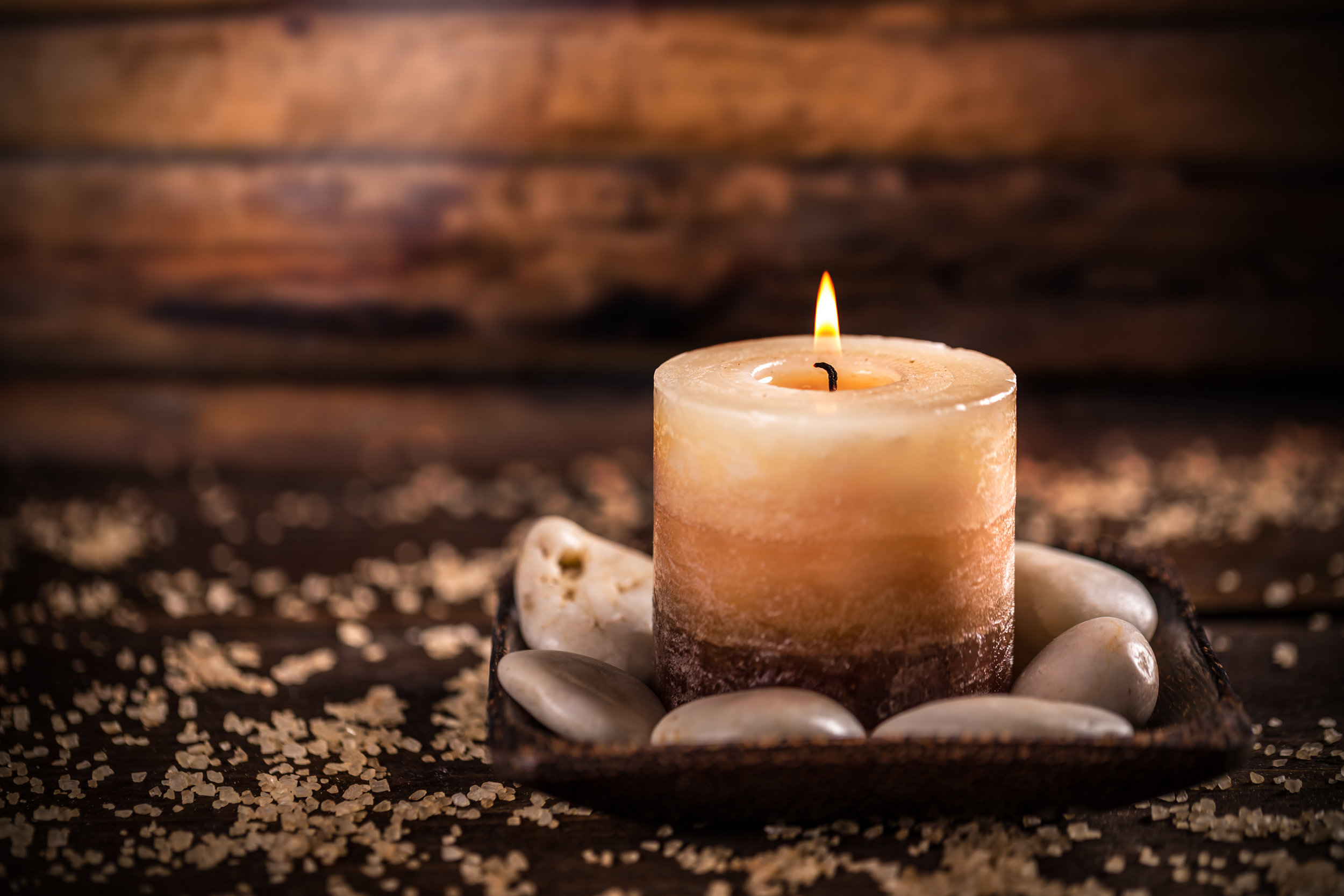 Spa and wellness setting with candles