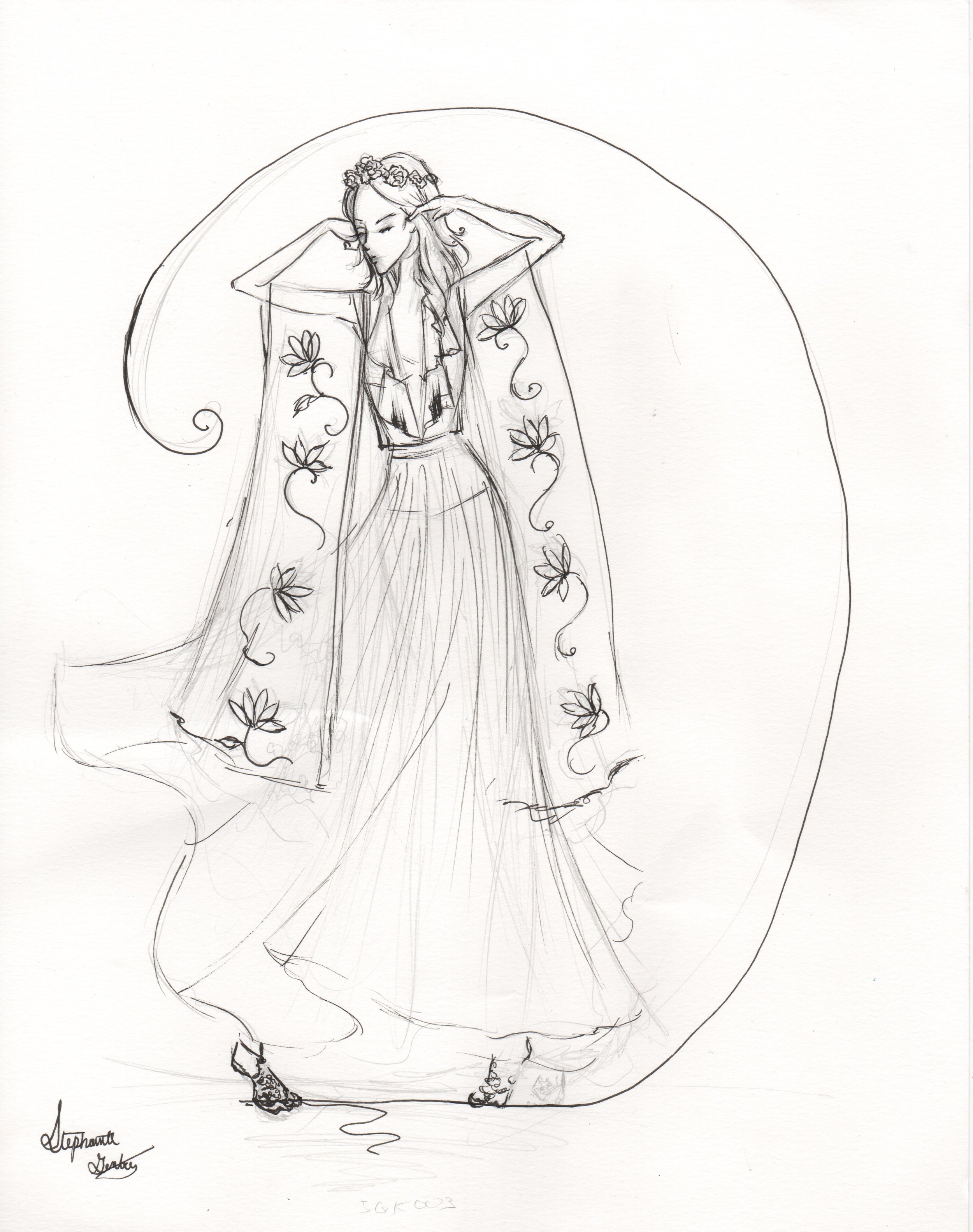 Boho Bride Inspiration and way to customize bridal portrait. Micron pen style