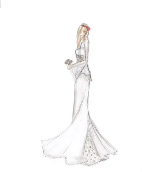 Sample Sketch: Marker Render Note: Kimono Wedding style. Like the look? Ask about custom orders! 