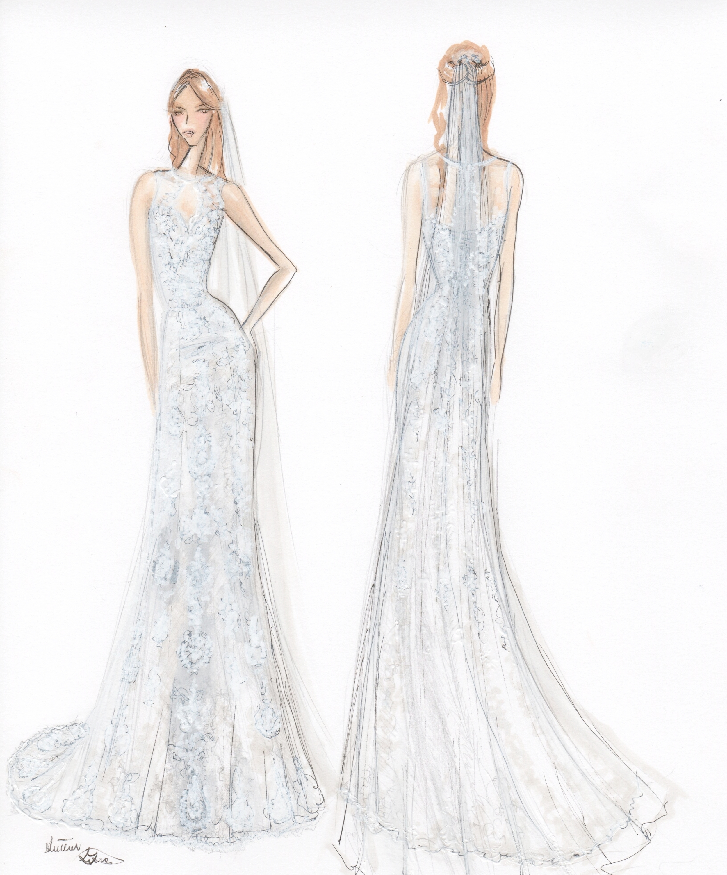 Sample Sketch. Note: Rendered in acrylic mix media Like the look? Ask about custom orders! 