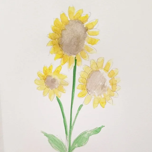 Water Color Sunflowers