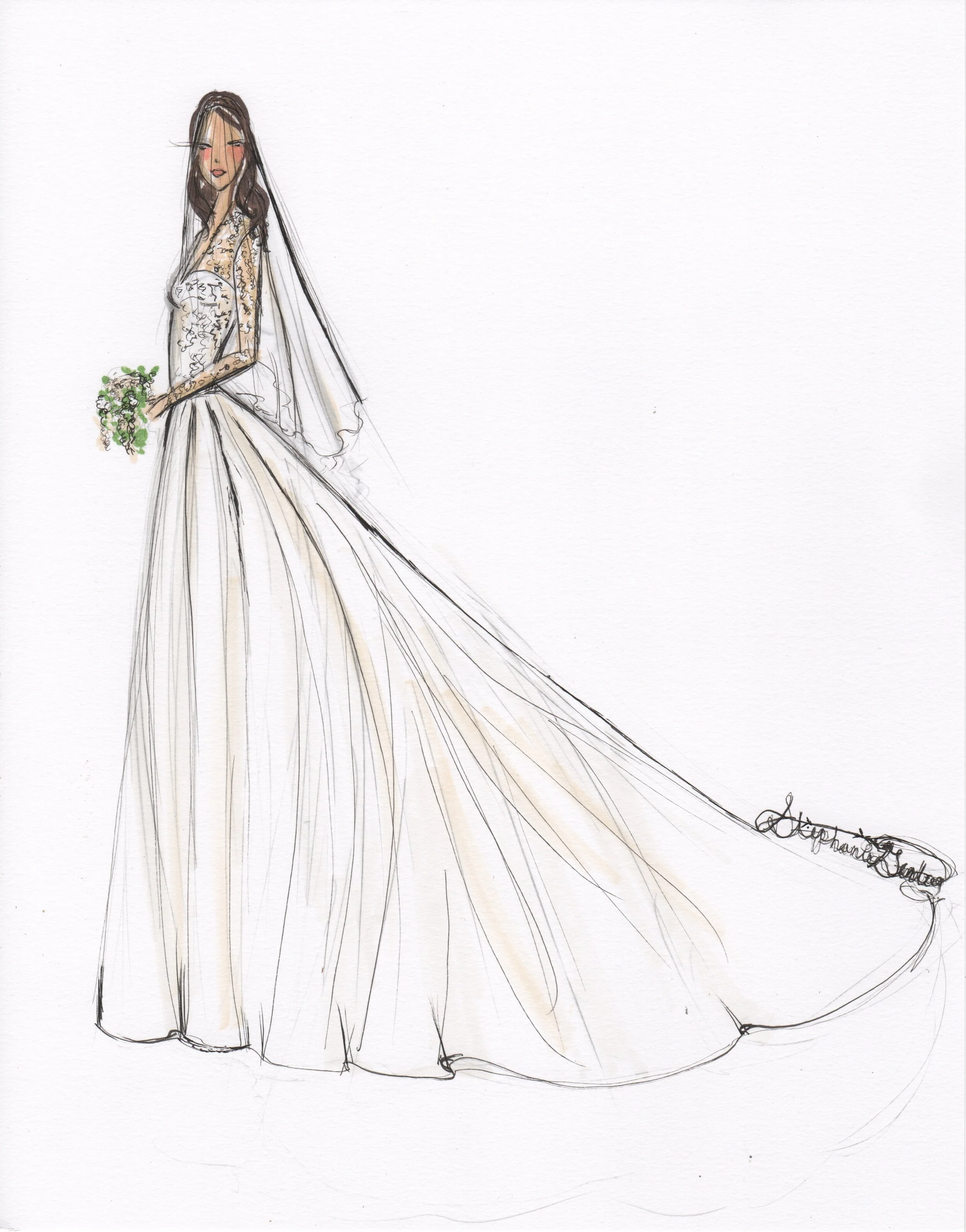 Inspired by Princess Kate’s dress from her Royal Wedding you can get your sketch like this too!
