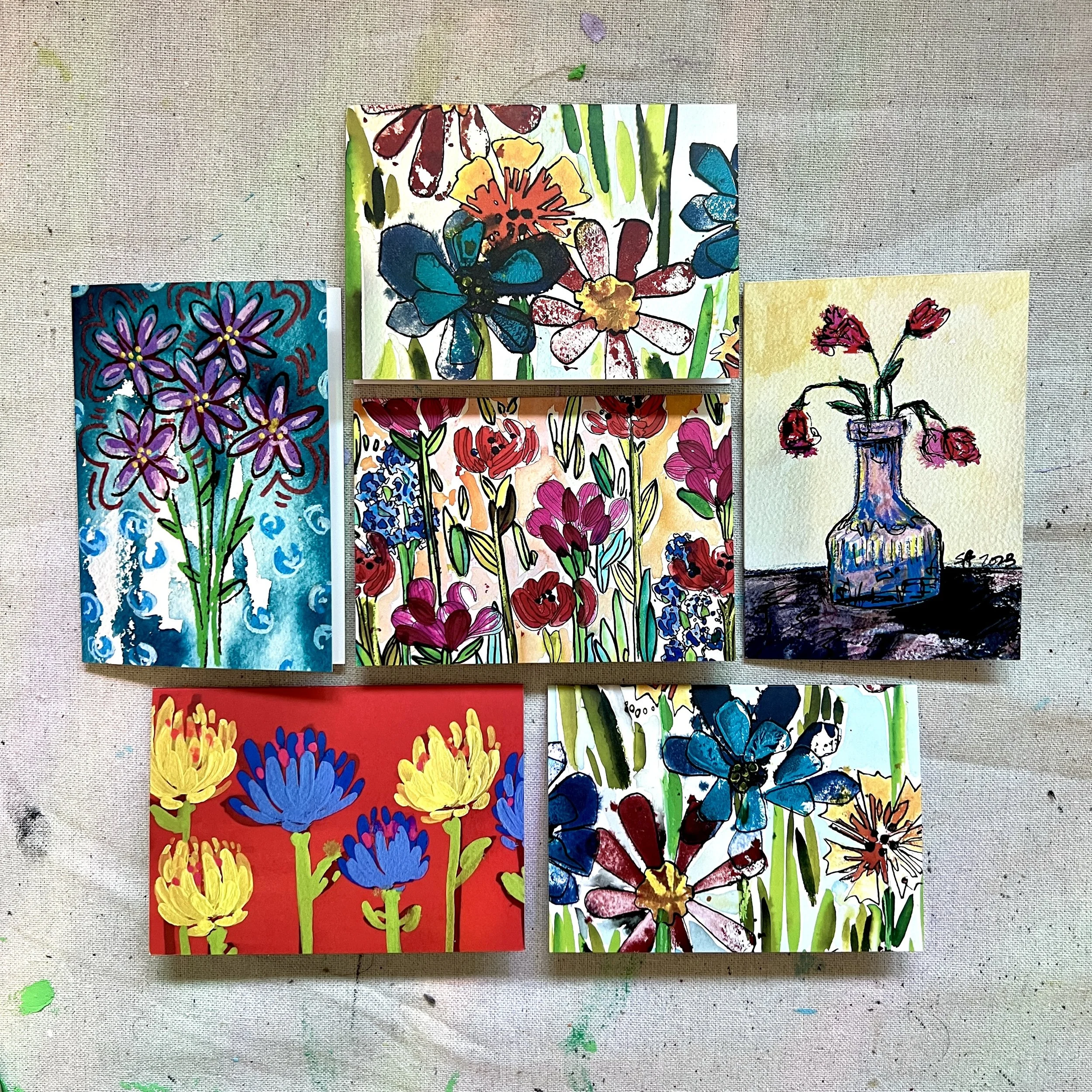 Abstract Flower Set of 6 Greeting Cards
