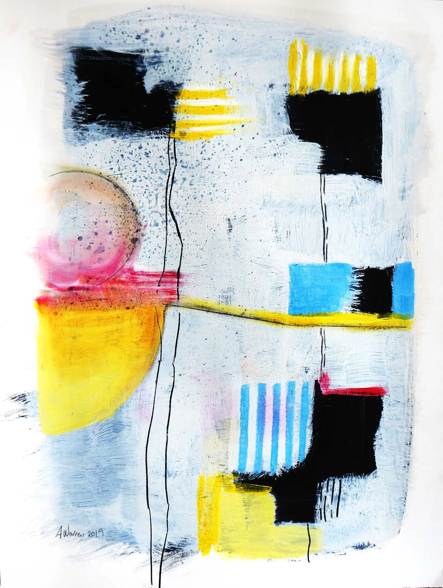 Yellow Stripes Abstract on paper_warrenanne.jpg