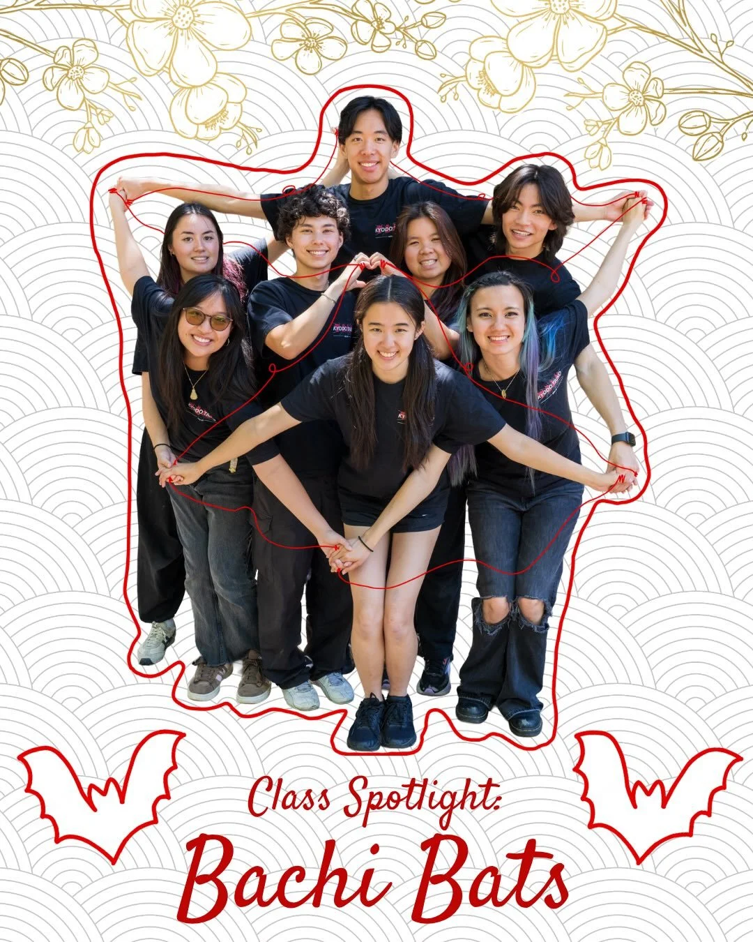 ✨🌹 1 DAY UNTIL AKAI ITO 🌹✨
SPOTLIGHT: Bachi Bats
MEMBERS: Minami Bach, Lauren Bergman, Calvin Chen, Nico Franz, Nellie Nguyen, Deanna Pham, Alex Shen, Natalie Tokita

Get excited to watch our bachi bats shine in their performances tomorrow! This cl