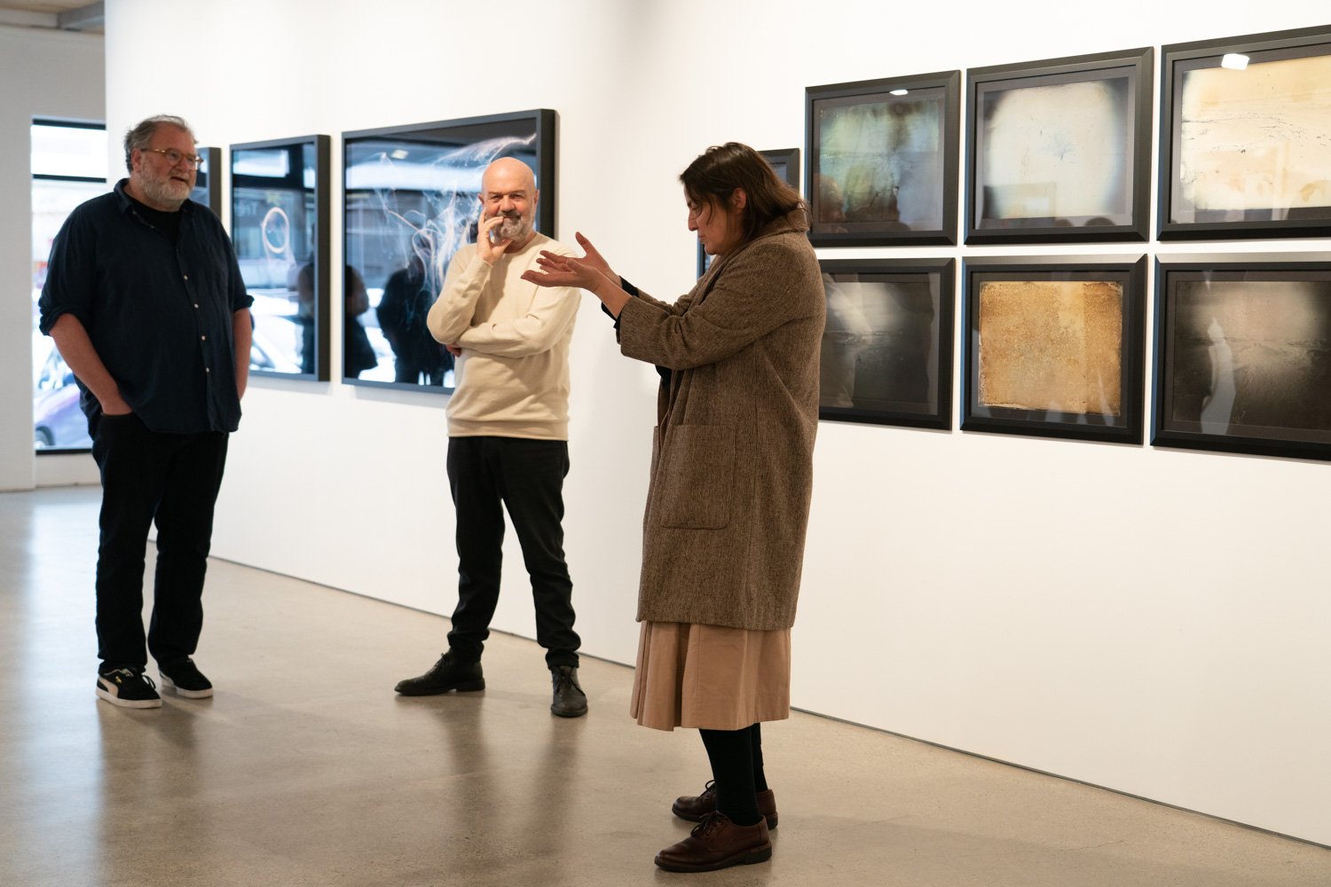  Robert Leonard, Howard Greive and Joyce Campbell in conversation at the exhibition "It's Personal, the Howard Greive and Gabrielle McKone Photography Collection, Webb's, A sattelite event for Photobook/NZ 2022. Photo: Geoff Short, PhotoForum 