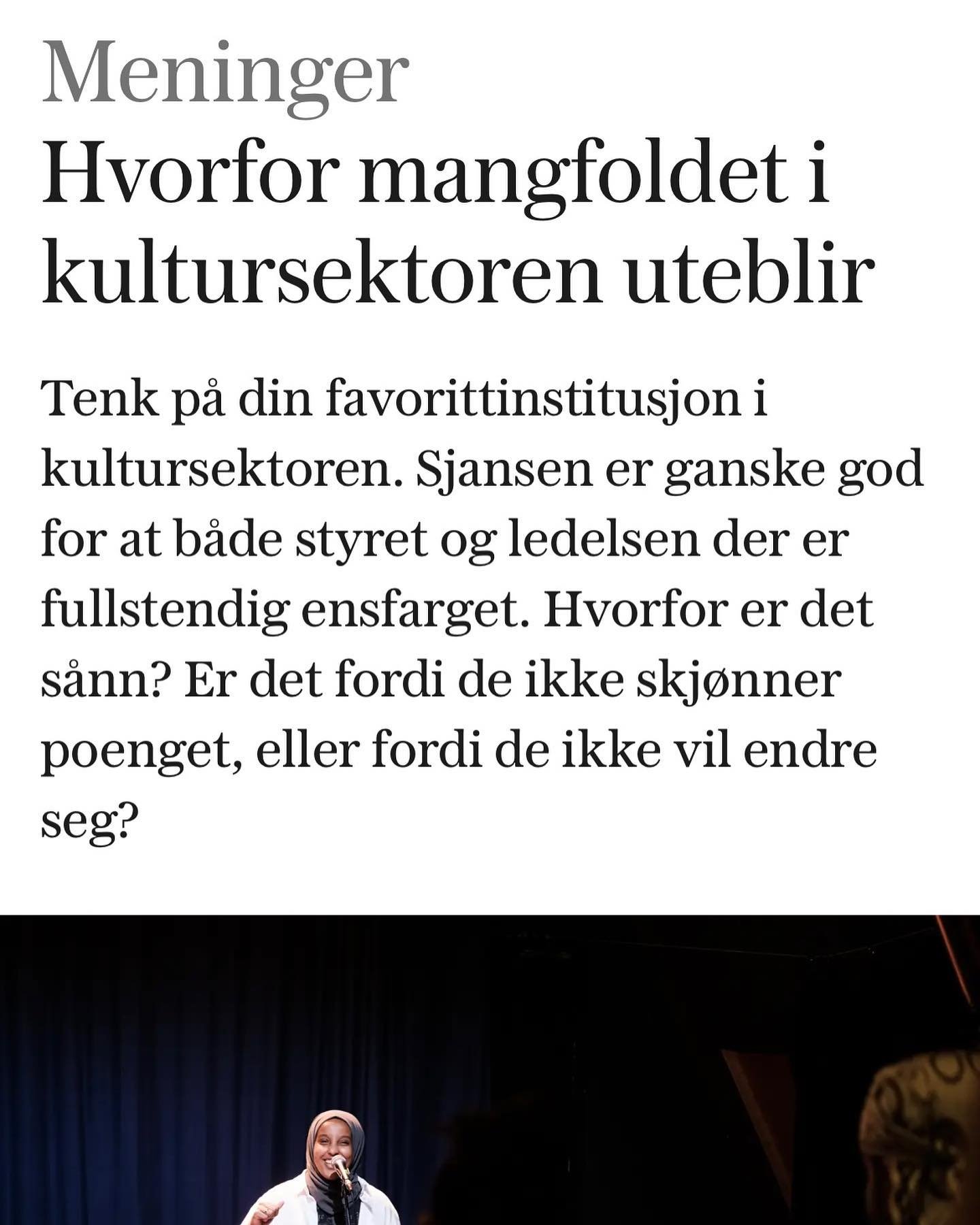 Prosjektleder i Taktskifte Asha Abdullahi har skrevet om viktigheten av mangfold i styrer og ledelser i kultursektoren☀️

Les kronikken i VG via link i bio!