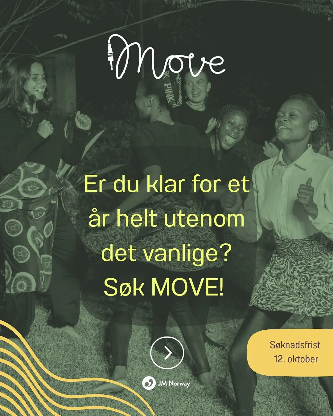 Er du mellom 18-25 &aring;r, driver med musikk og er lysten p&aring; internasjonal arbeidserfaring? 

N&aring; kan du s&oslash;ke MOVE og dra p&aring; utveksling til Brasil eller Malawi i ti m&aring;neder i 2026🌎

Mer info finner du gjennom link i b