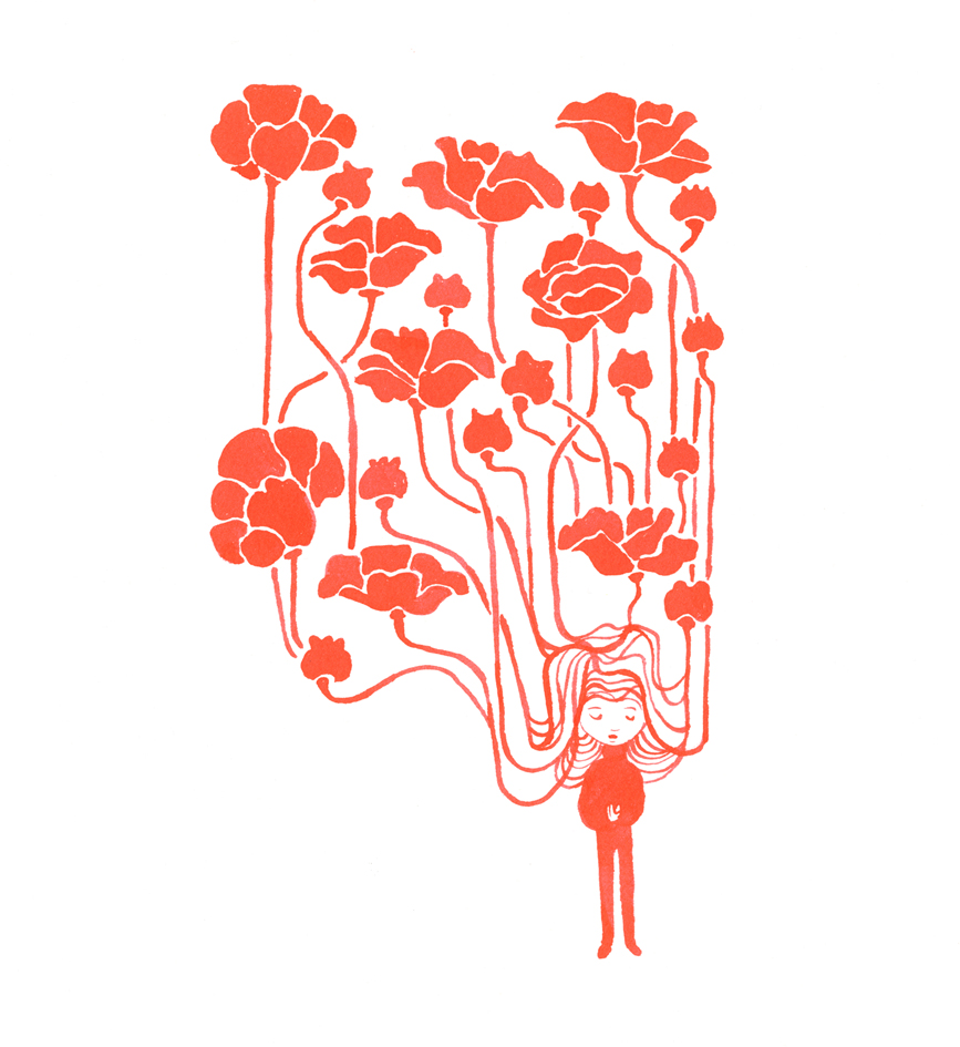 Limited art print - roses in her hair