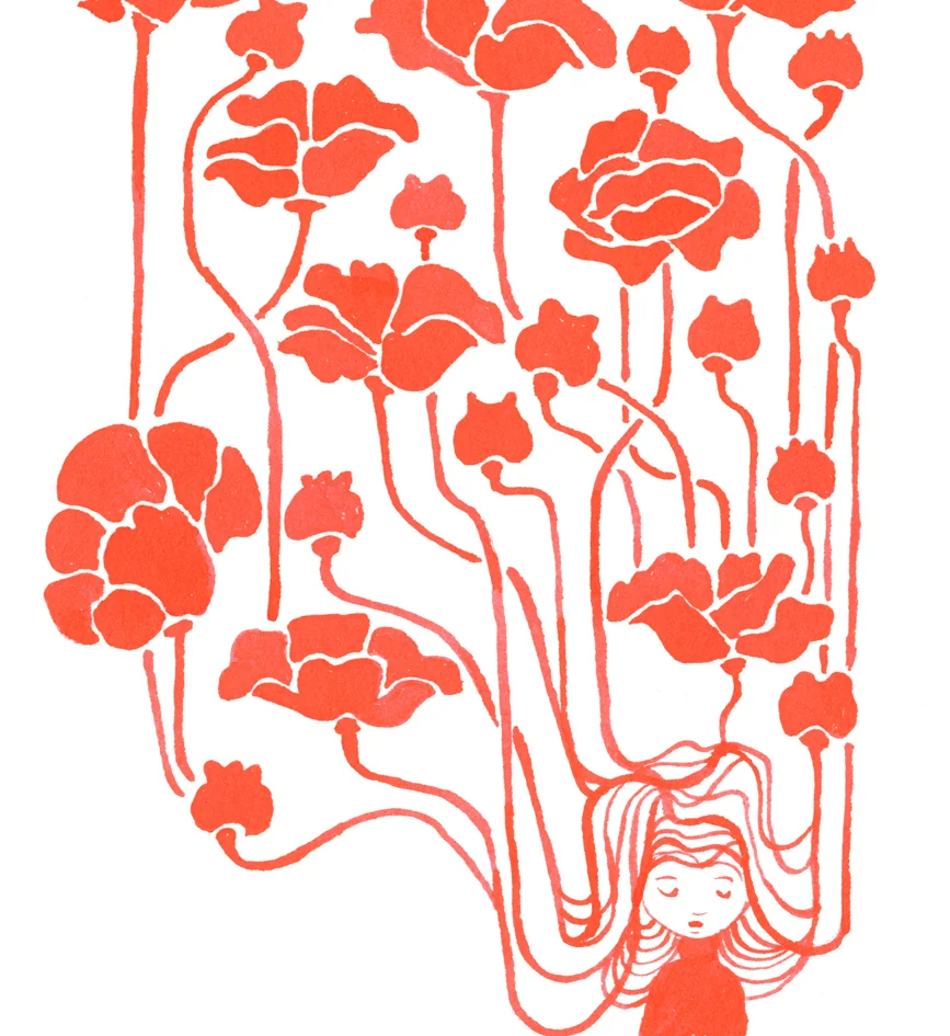 Limited art print - Roses in her hair