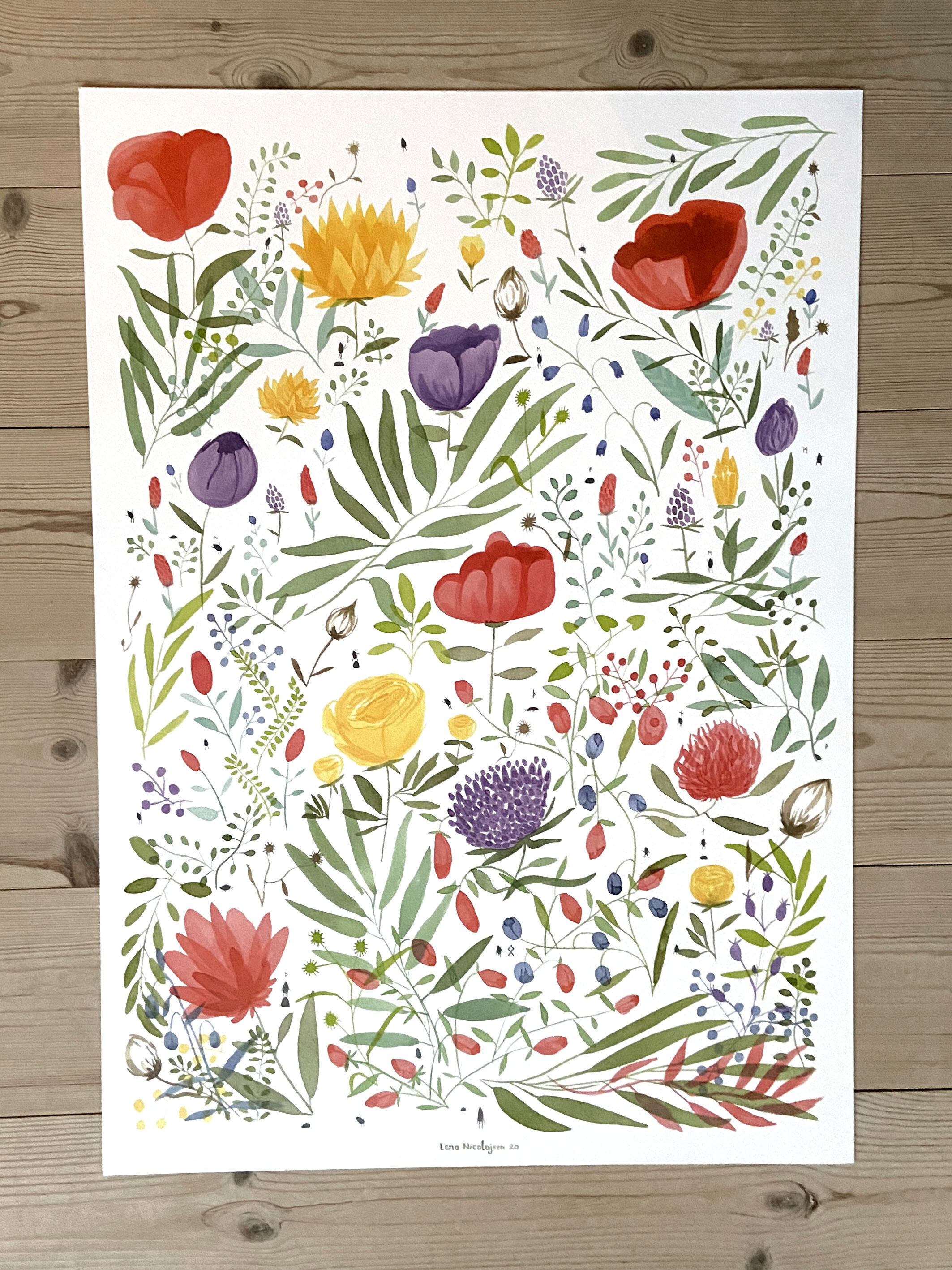 Hello flowers poster