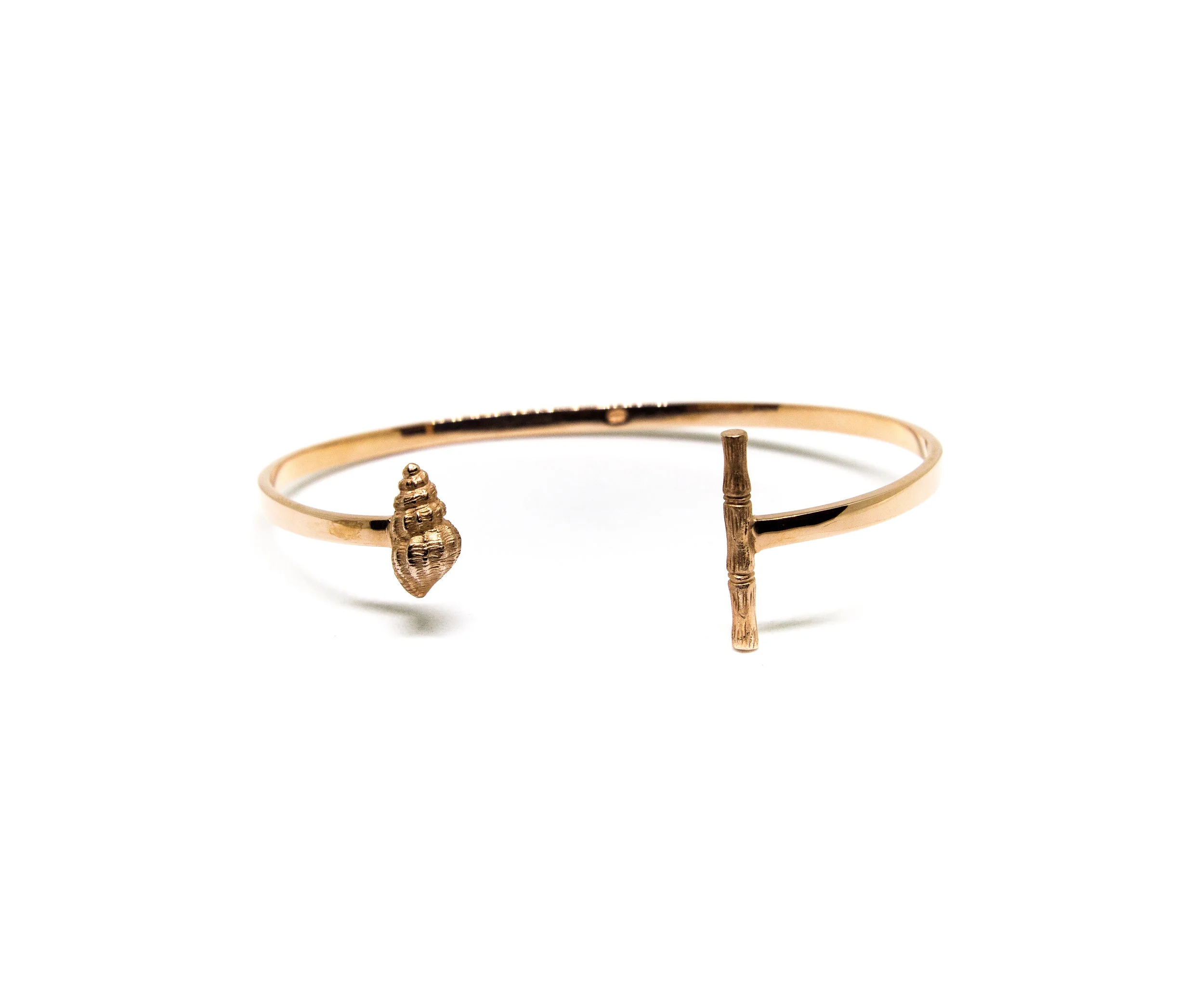 Floating Bamboo & Shell Bangle- Rose 