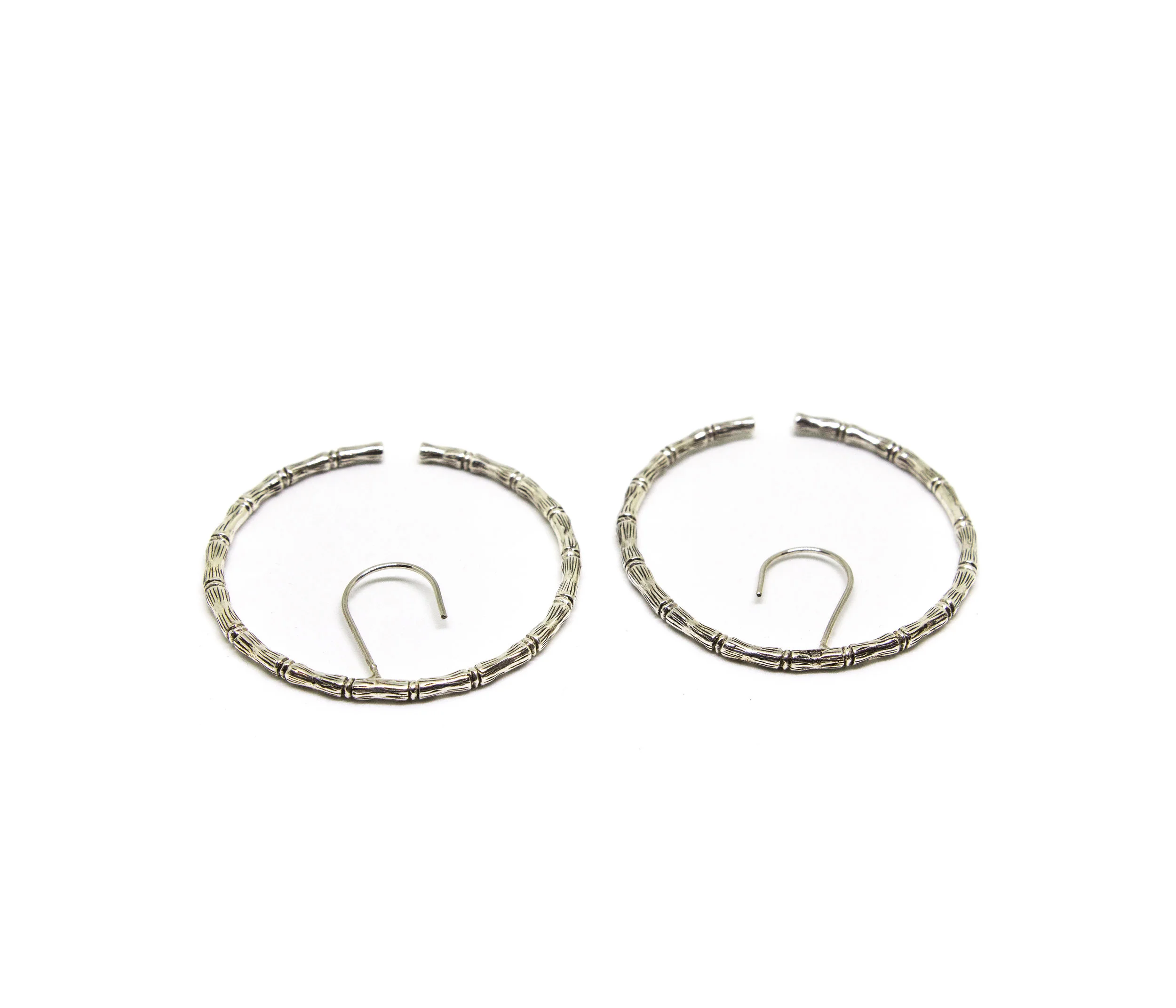 Illusion Bamboo Hoops- Silver 