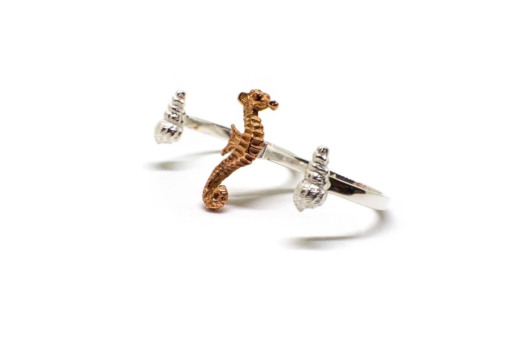 SEAHORSE AND FLOATING SHELL RING - SILVER SHELL ROSE SEAHORSE (2 of 3).jpg