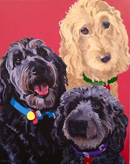 "Ethel, Zeke and Violet", acrylic on canvas, 16" x 20"