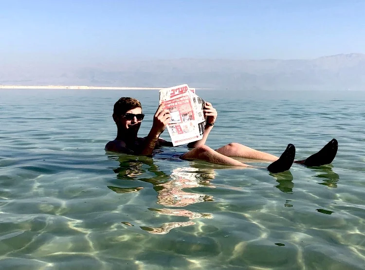 “Effortlessly floating” in the Dead Sea. Photo courtesy: Landon Wexle r