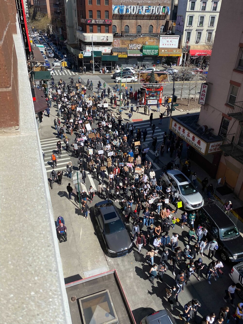 Protesters rally in Chinatown, New York City, to "Stop Asian Hate" and show solidarity for Asian communities. Photo courtesy of Ivana Xie