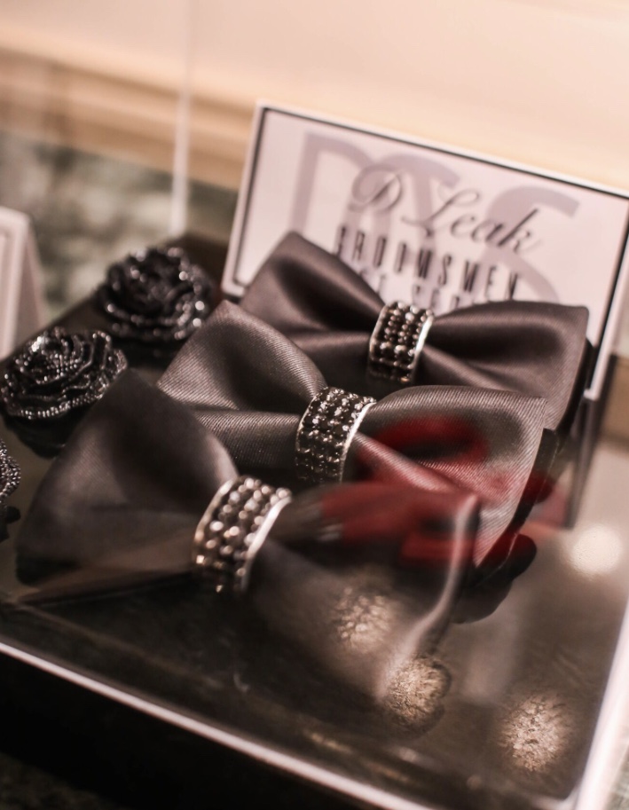 Close-up photo of D.Leak Bow-Ties for weddings. Photo: Kashief Williams
