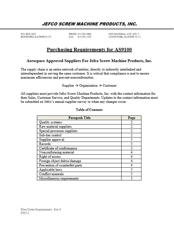 Flow Down Requirements