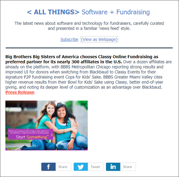 Tuesday June 26 2018 Edition: This featured story is just 1 of 8 curated articles from today's news about softwre for fundraising and marketing.