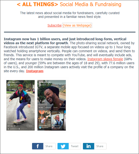 Wednesday, June 27, 2018 Edition: This featured story is just 1 of 8 curated articles from today's news about social media for fundraising and marketing.