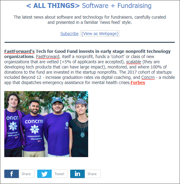 Thursday, July53 2018: FastForward invests in startup technology nonprofits. Other stories in today's edition -- hip fashion socks big hit as donation premiums, impact investment funds to grow digital fundraising capacity, and Paypal adds dynamic payment button.