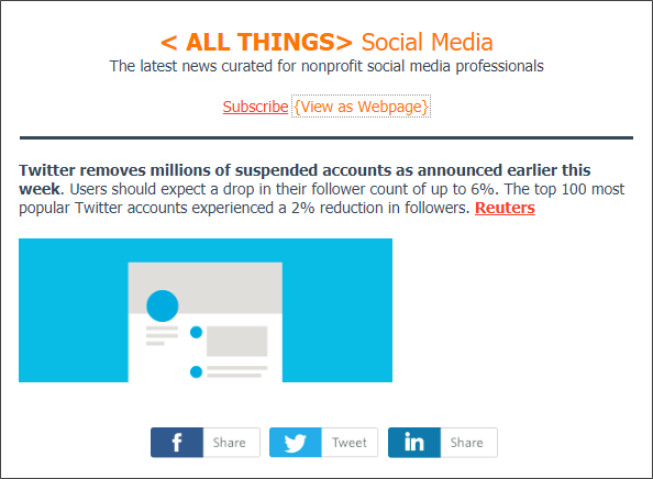Friday July 13 2018 Edition: Twitter goes ahead with removal of suspended accounts with users expected to see a reduction of up to 6% in their follower count. Also in this edition, five practical tips for building great Instagram Story videos, our interview with Jacob Harold, CEO of GuideStar, and early performance/cost results for Facebook's new mid-roll video ads.