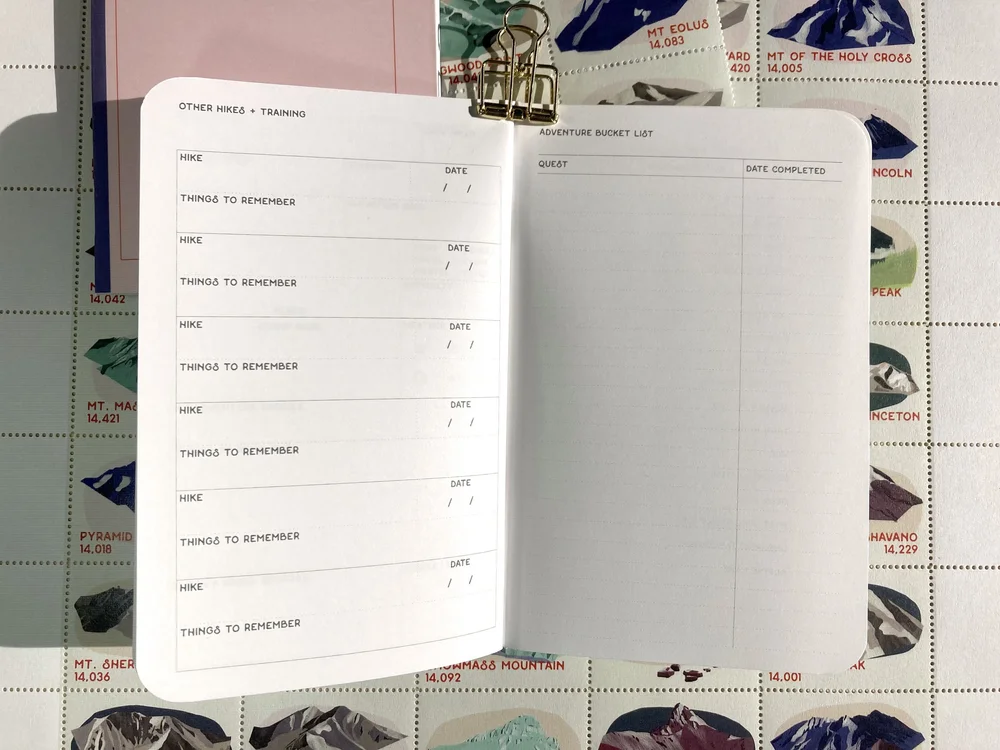 Colorado 14er Hiker's Logbook Stamp Sheet — Lindsay Jones