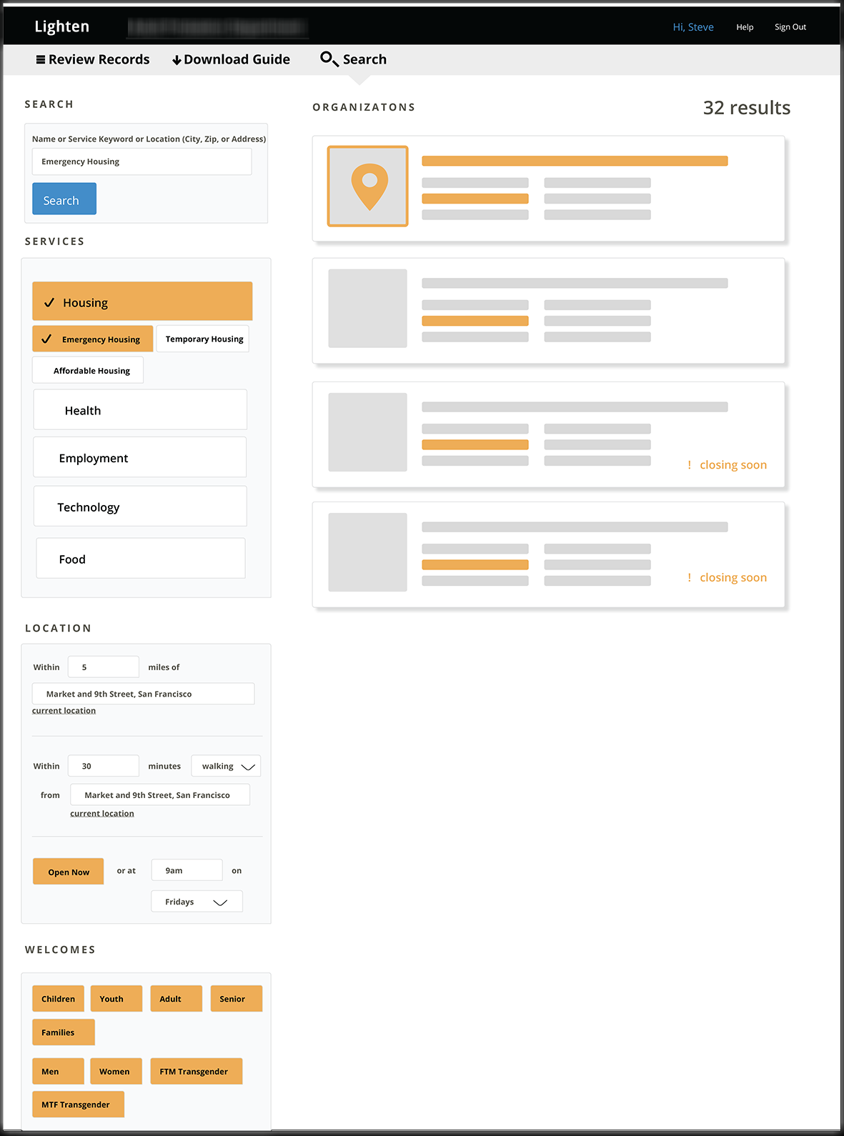 Search results mockup revised based on our user feedback.