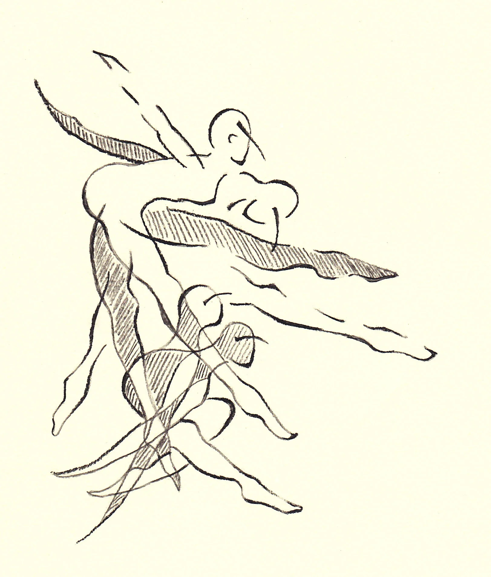 Dancers, charcoal on paper.