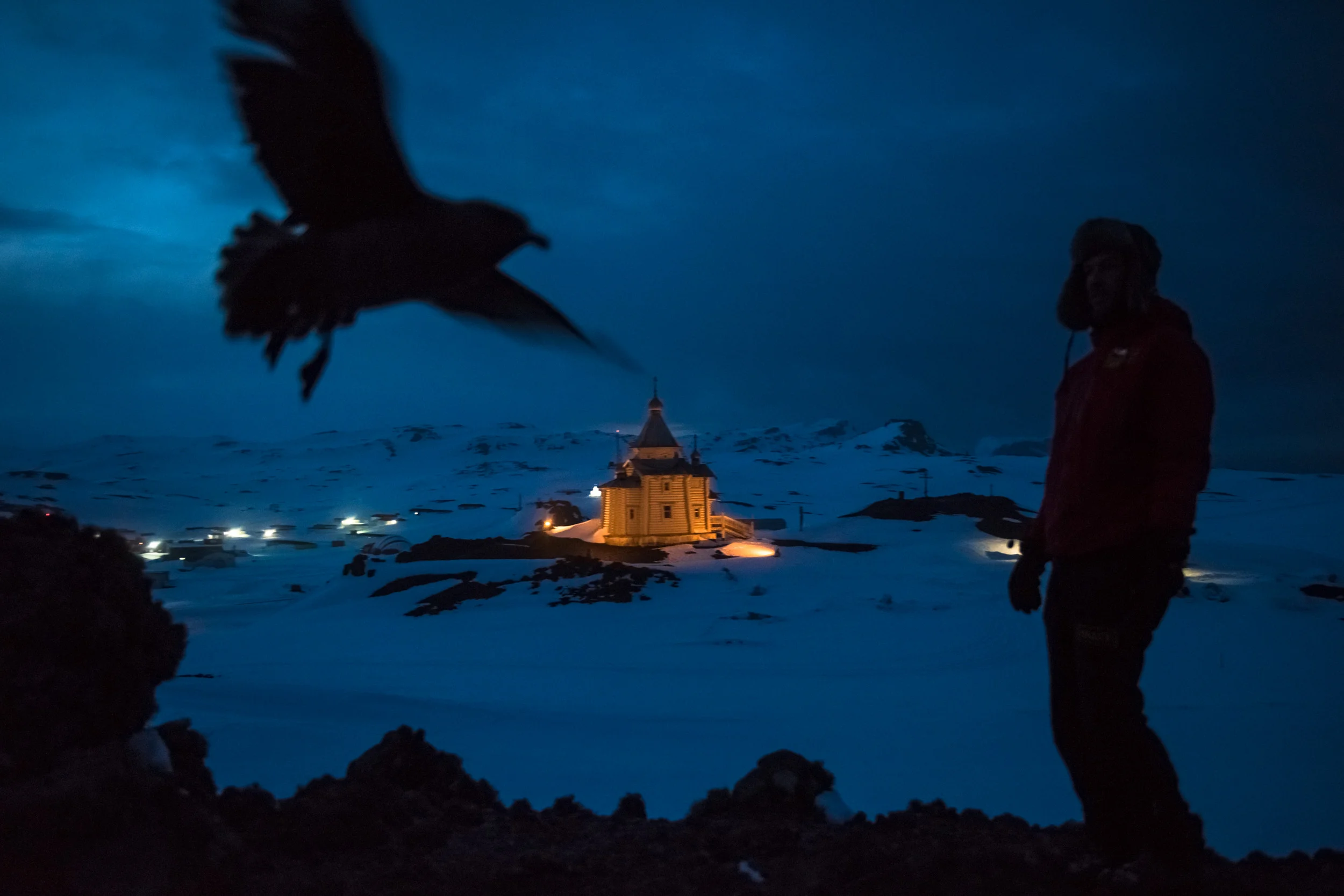 On a glacier-filled island with fjords and elephant seals, Russia has built Antarctica’s first Orthodox church on a hill overlooking its research base, transporting the logs all the way from Siberia. Less than an hour away by snowmobile, Chinese lab