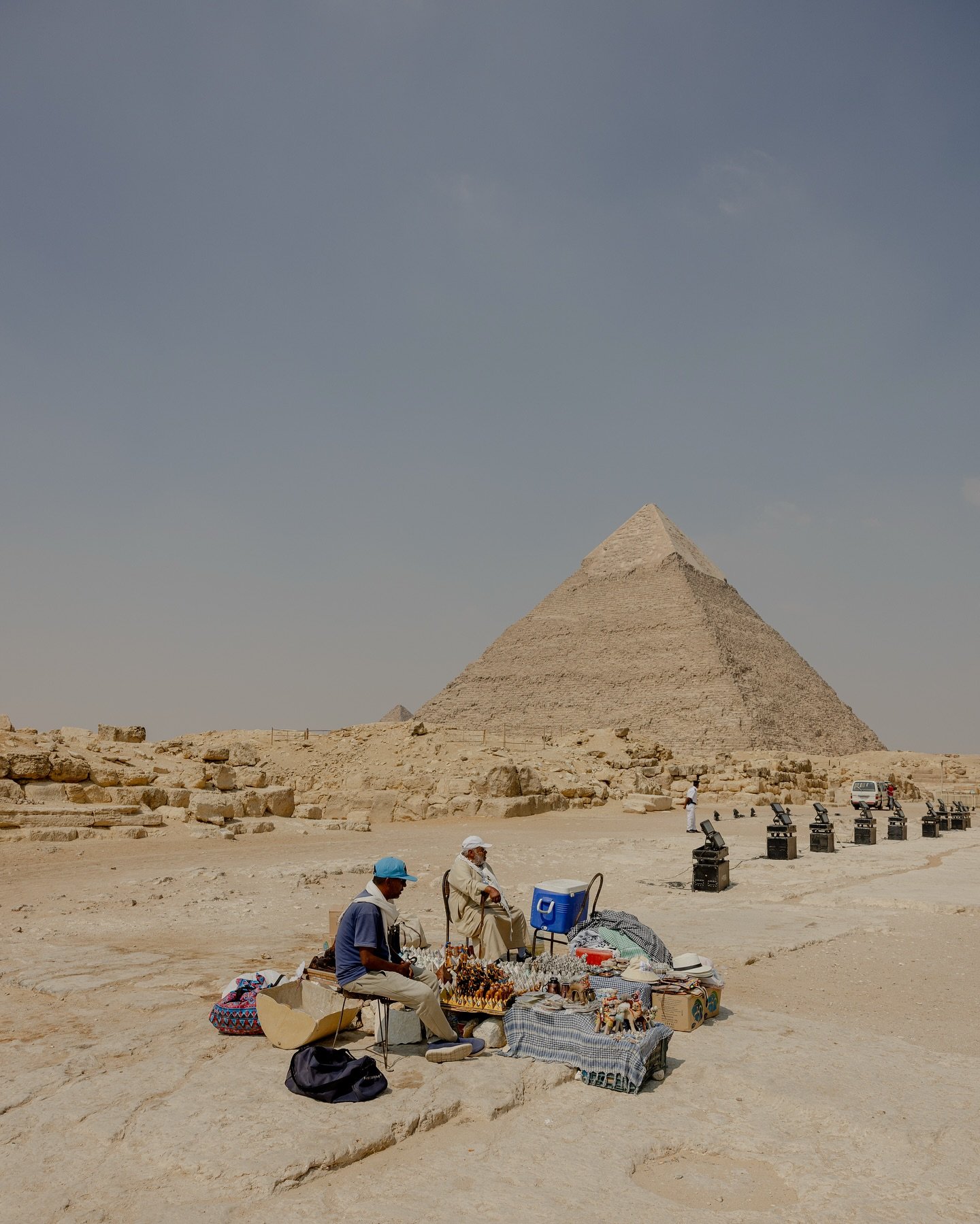 It can be hard to understand the scale of the pyramids so for this post I put a bunch of tiny people, buses, camels and other things in front of them. But really you&rsquo;re just standing there in awe as they tower over you and you think about the s