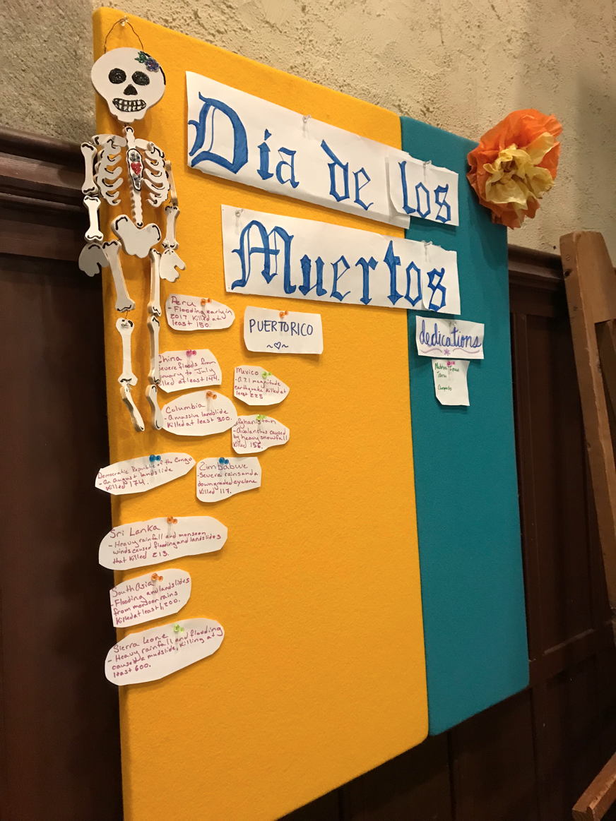 A Día de los Muertos Board dedicated to those affected by natural disasters