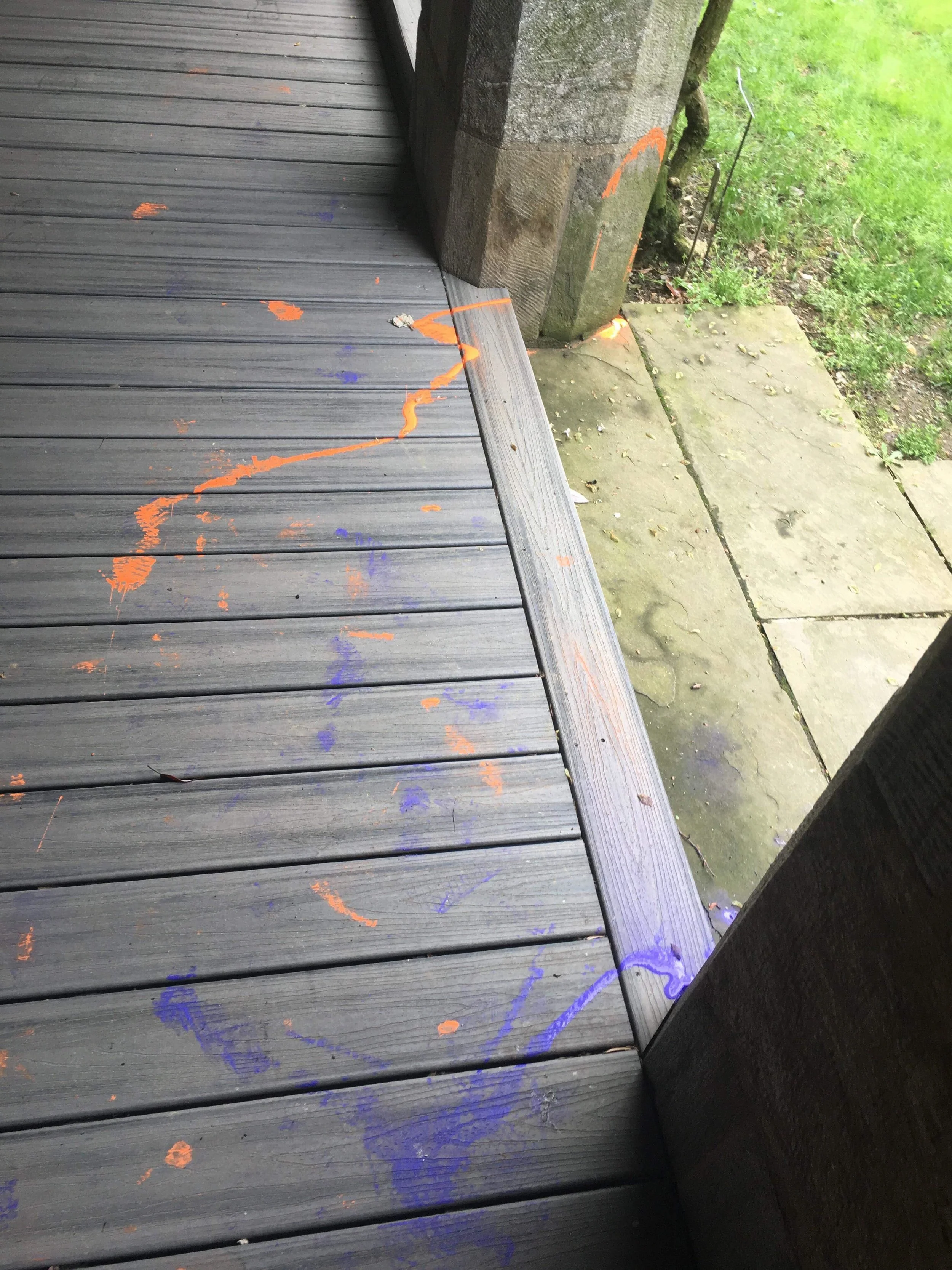 Paint on the floor outside of the Intercultural Center