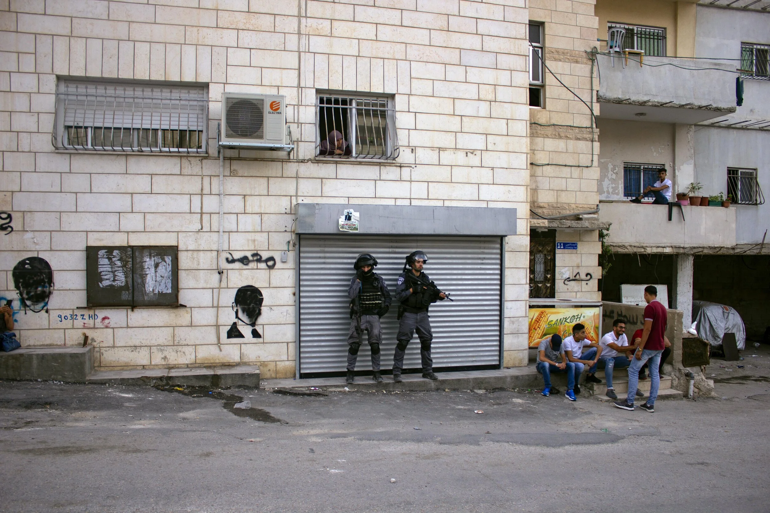 Police and locals on the street