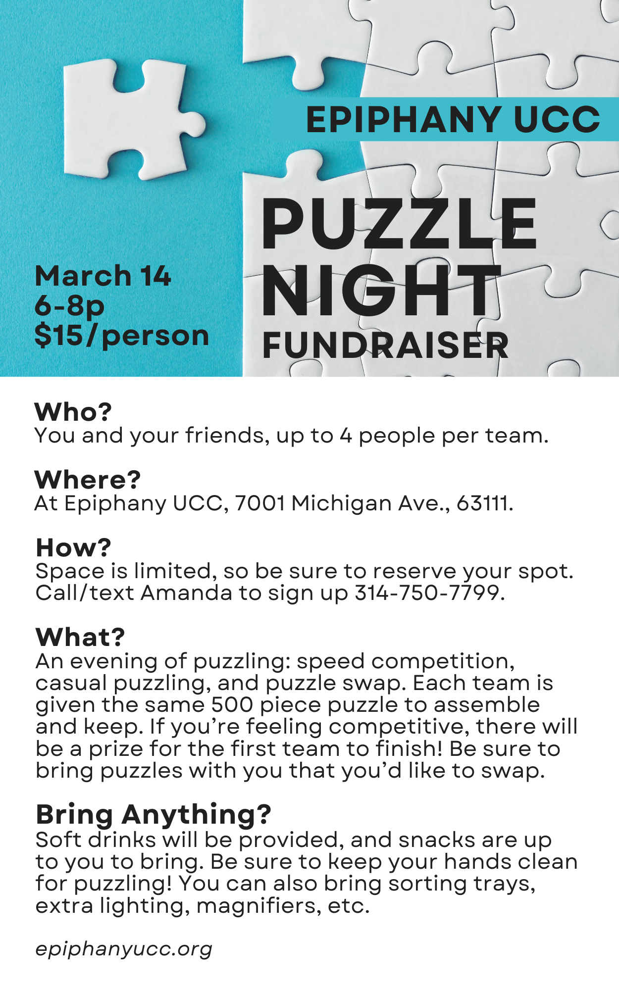 Epiphany UCC Puzzle Night Fundraiser