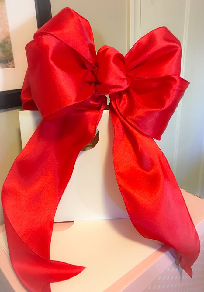 1 Red Satin Wired Bow - 15 Inch