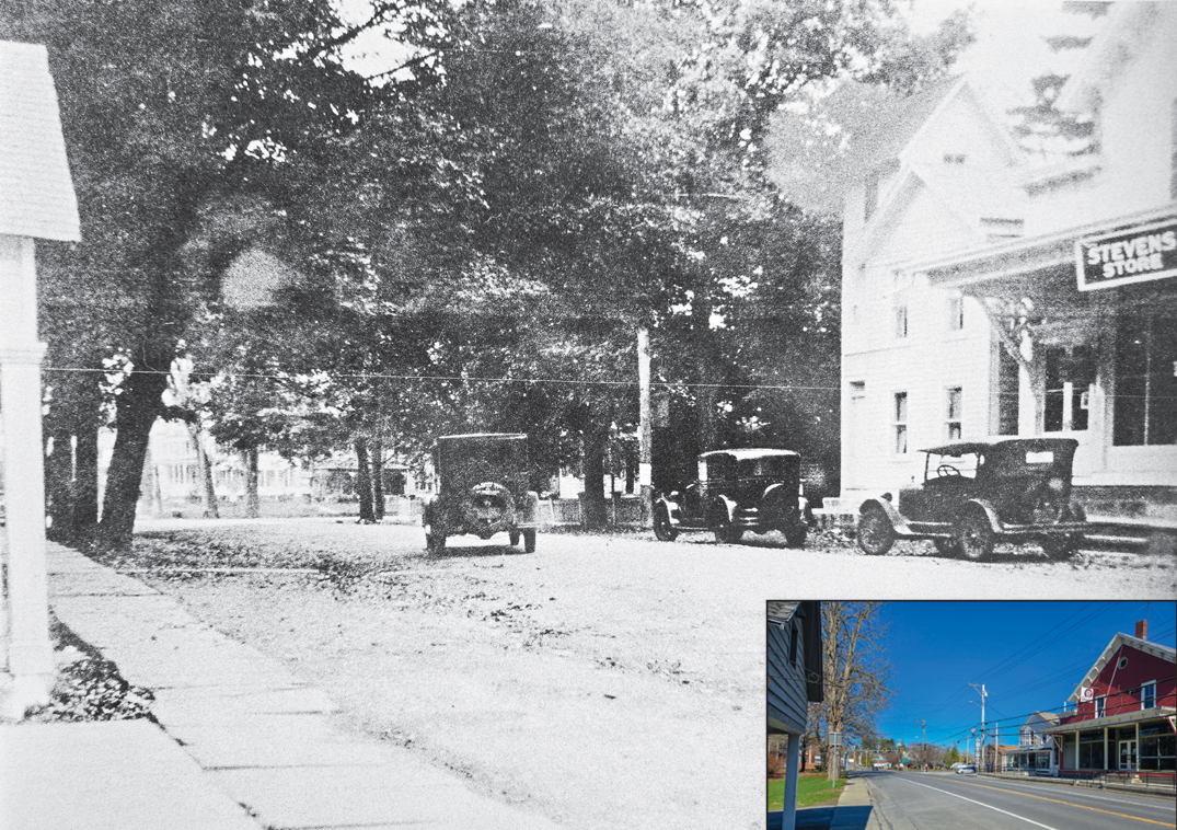 May 2026 - Main Street c1930
 

 
A sultry summer day captures the four corners in Greenville, presumably in the 1920s. A dirt road necessitates wooden planking for muddy days. Recognizable buildings include the very front of the small store, left, t