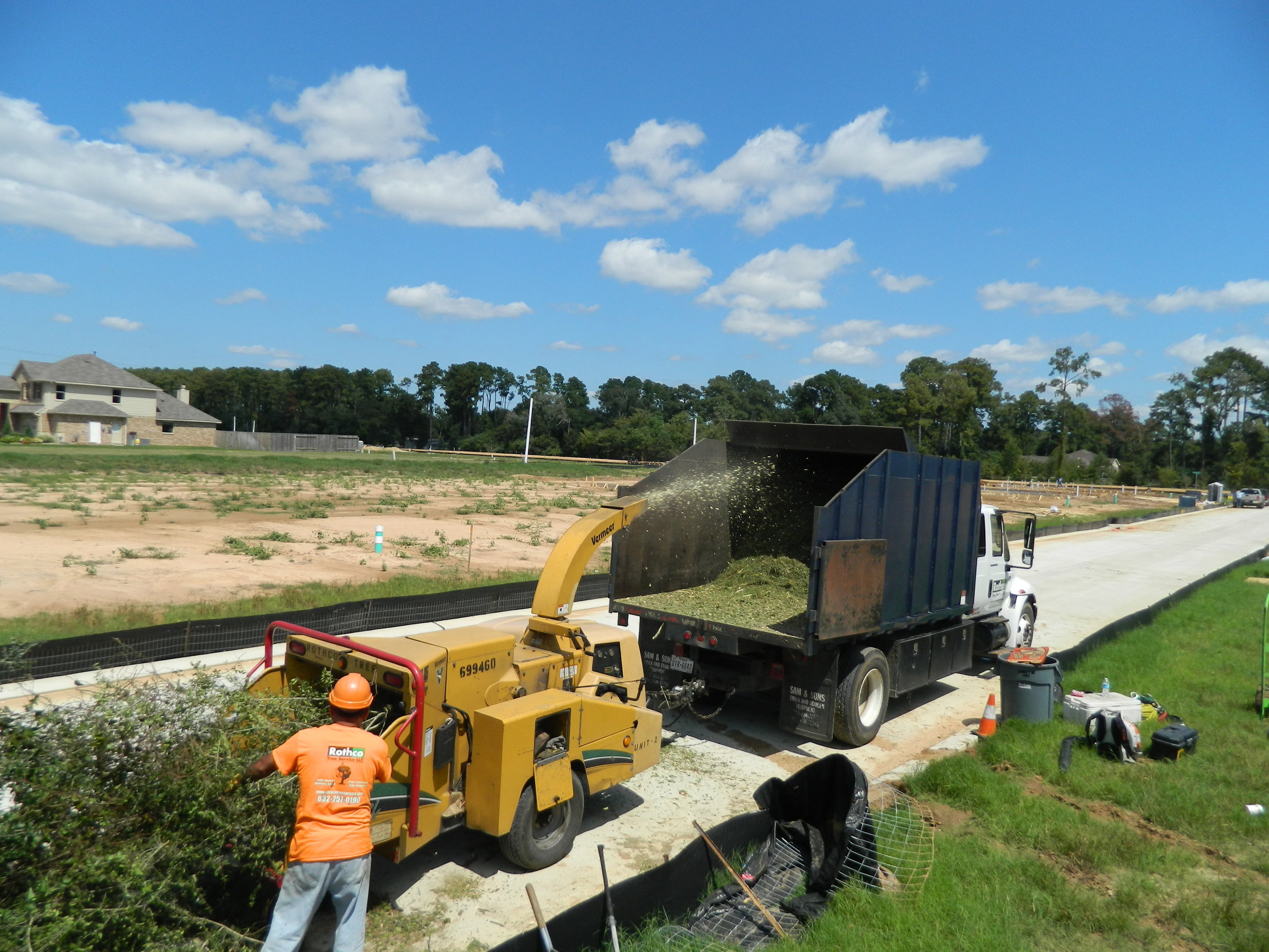 lot and land clearing with the chipper near lake conroe