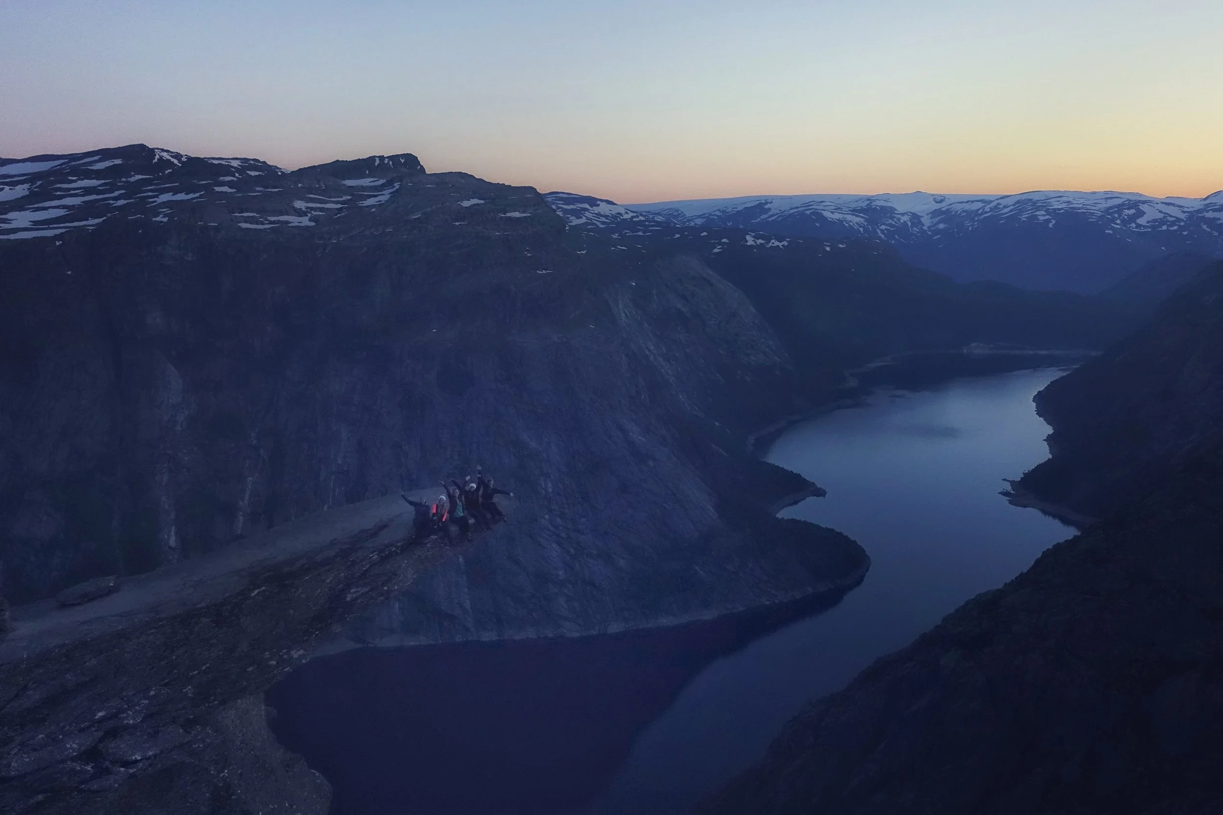 Enjoying the sunset all alone at Trolltunga.