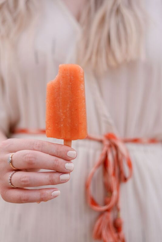 Peach Paletas with Red Chile