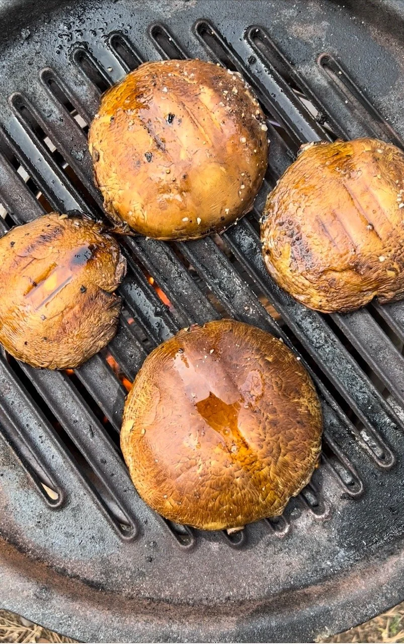 Camp Kitchen Grilled Portobello Mushroom & Swiss Burgers Desert