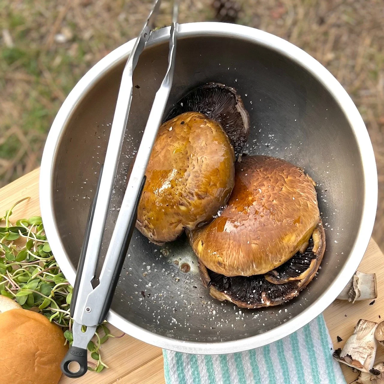 Camp Kitchen Grilled Portobello Mushroom & Swiss Burgers Desert