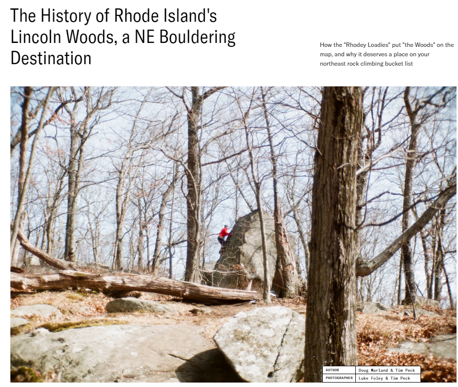 The History of Rhode Island's Lincoln Woods, a NE Bouldering Destination