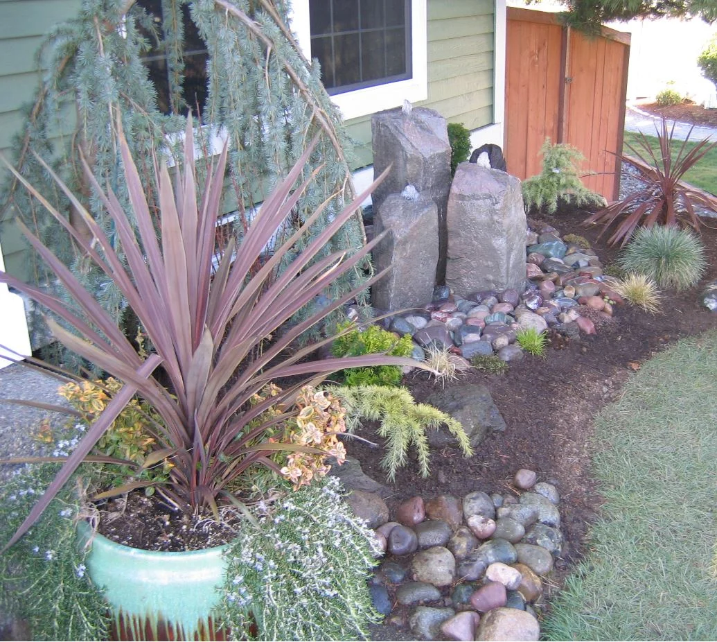 Front yard Landscaping and Water Feature at the Peterson's